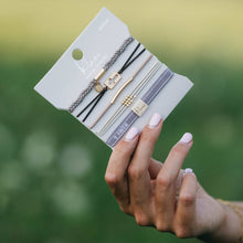 "Faith" Warm Neutrals with Gold Cross Hair Tie Bracelets: Small