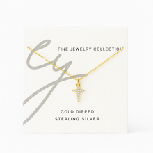 18K Gold Dipped Sterling Silver Dainty Cross Necklace