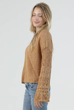 XHV08-ASIS V NECK FLARE SLEEVE LIGHT WEIGHT KNIT PU: SUNBAKED / L