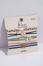 "Anchor" Nautical Colors with Anchor Charm Hair Tie Bracelets: Medium