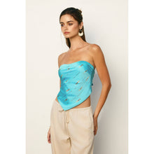 Conversational Strapless Handkerchief Top: POOLSIDE BLUE / S-M-L(2-2-2)