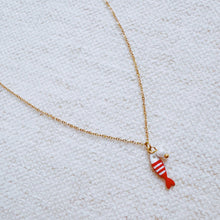 Striped Fish & Pearl Necklace – Nautical, Cute Style: Red