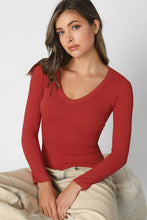 NS8314- Deep V Neck LS Top: 2218 Blue Opal