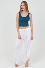25P68-ASIS WRAP PANTS WITH CROCHET TRIM AND ELASTIC WAIST: BLACK / S