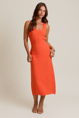 Creamsicle Sleeveless Square Neck Midi Dress