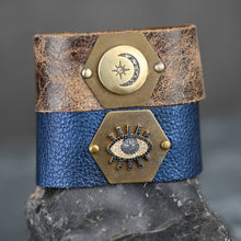 Electric Blue Leather Pave Eye Cuff