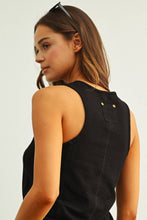 ET6892   WASHED RIB SLEEVELESS TOP: BLACK / L