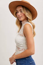 SHEER FLORAL EMBROIDERY MUSCLE-STYLE TANK: IVORY / S