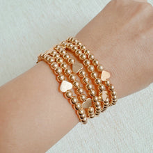 Beads And Hearts Stretch Bracelet Set Of 5: Two Toned