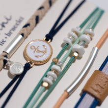 "Anchor" Nautical Colors with Anchor Charm Hair Tie Bracelets: Medium