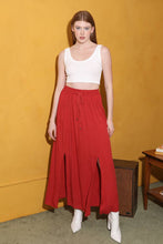 B6A55-ASIS DOUBLE SLIT MAXI SKIRT: White / M
