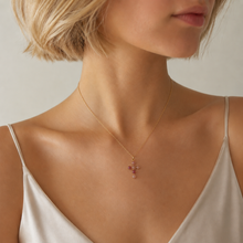 Ellison+Young Natural Stone Cross Pendant Necklace, Gold Chain: Tiger's Eye Brown