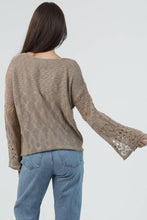 XHV08-ASIS V NECK FLARE SLEEVE LIGHT WEIGHT KNIT PU: SUNBAKED / S