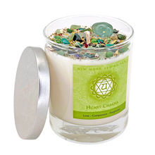 Heart Chakra Candle - Soy Candle - Herb & Crystal Candles: 8oz Round Tin