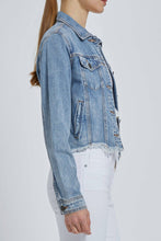 Medium Wash Classic Cropped Fitted Jacket: