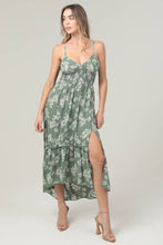 C4729-W801 V NECK LACE UP BACK SIDE SLIT MAXI DRESS: M