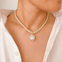 Satin Rope Baroque Pearl Necklace: Black