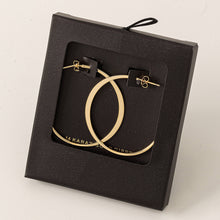 Secret Box Metallic Open Hoop Earrings: GD