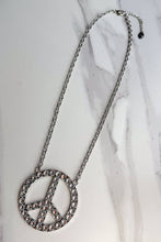 Blaze Rhinestone Peace Necklace- Silver