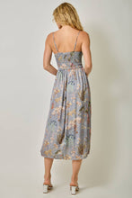 61726 Smocked Nature Print Midi Dress: Black / Large