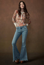 Floral-Print Mesh Split-Cuff Raglan-Sleeve Henley Top: Black / S