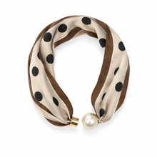 Ellison+Young Satin Twilly Scarf Necklace with Jeweled Magnetic Clasp: Luxe Equestrian Print