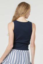 X2EG6-ASIS COTTON RIB KNIT U NECK TANK TOP: NAVY / M