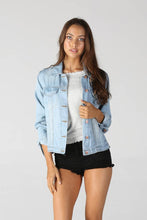 SJ919-ASIS WASHED DENIM TENCEL BUTTON FRONT JACKET: DENIM / M