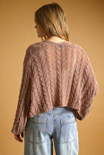 J4475   LIGHT WEIGHT CABLE KNITTED CARDIGAN: ROSE / S