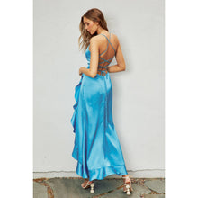 Satin Corset Open Back Ruffled Dress: CHAMPAGNE / S-M-L(3-2-1)
