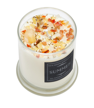 Summer Candle - Herb & Crystal Candle - Seasonal Soy Candle: 12oz Round Glass