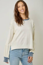 61618 Mixed Media Washed Sweatshirt: Vintage White / Large