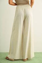 MMP469   COTTON LINEN SMOCKED WAIST PANTS WITH TASSEL: DEEP MOSSY / M