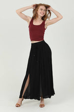 B6A55-ASIS DOUBLE SLIT MAXI SKIRT: White / L