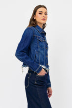Dark Wash Cropped Frayed Fitted Jacket Rebel