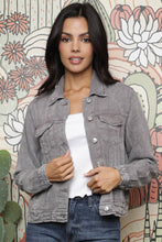SJ919-ASIS WASHED DENIM TENCEL BUTTON FRONT JACKET: DENIM / M