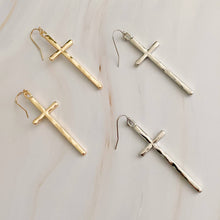 Slim And Stylish Cross Earrings: Gold