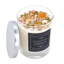 Positive Energy Candle - Soy Candles - Herb & Crystal Candle: 7.75oz Round Glass