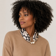 Ellison+Young Satin Twilly Scarf Necklace with Jeweled Magnetic Clasp: Luxe Equestrian Print