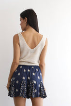 BS909-SK45-WA88 TIE SMOCKED WAIST PRINTED SHORTS: NAVY OVERDYE / M