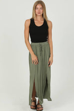 B6A55-ASIS DOUBLE SLIT MAXI SKIRT: White / L