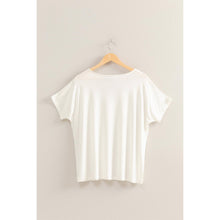 V Neck Dolman Short Sleeve Top Off White