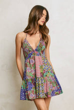 Paisley Patchwork Smocked And Flared Mini Dress: HAWAIIAN GARDEN / S-M-L(2-2-2)