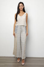 B3726-AA04 TIE WAIST WIDE LEG PANTS WITH LACE: Black / L