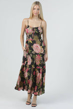 C4C84-AA26 PRINTED MAXI DRESS WITH SIDE SLIT AND POCKETS: Black / L