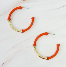 Color Coated Bamboo Hoop Earrings: Red