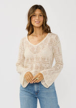 V-Neck Crochet Knit Top: NATURAL / XS