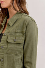 Military Olive Frayed Cropped Fitted Jacket