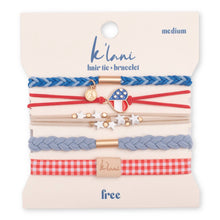 "Free" Patriotic Red, White and Blue Hair Tie Bracelet: Medium
