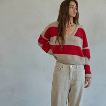 Red Taupe Knit V-neck Pullover